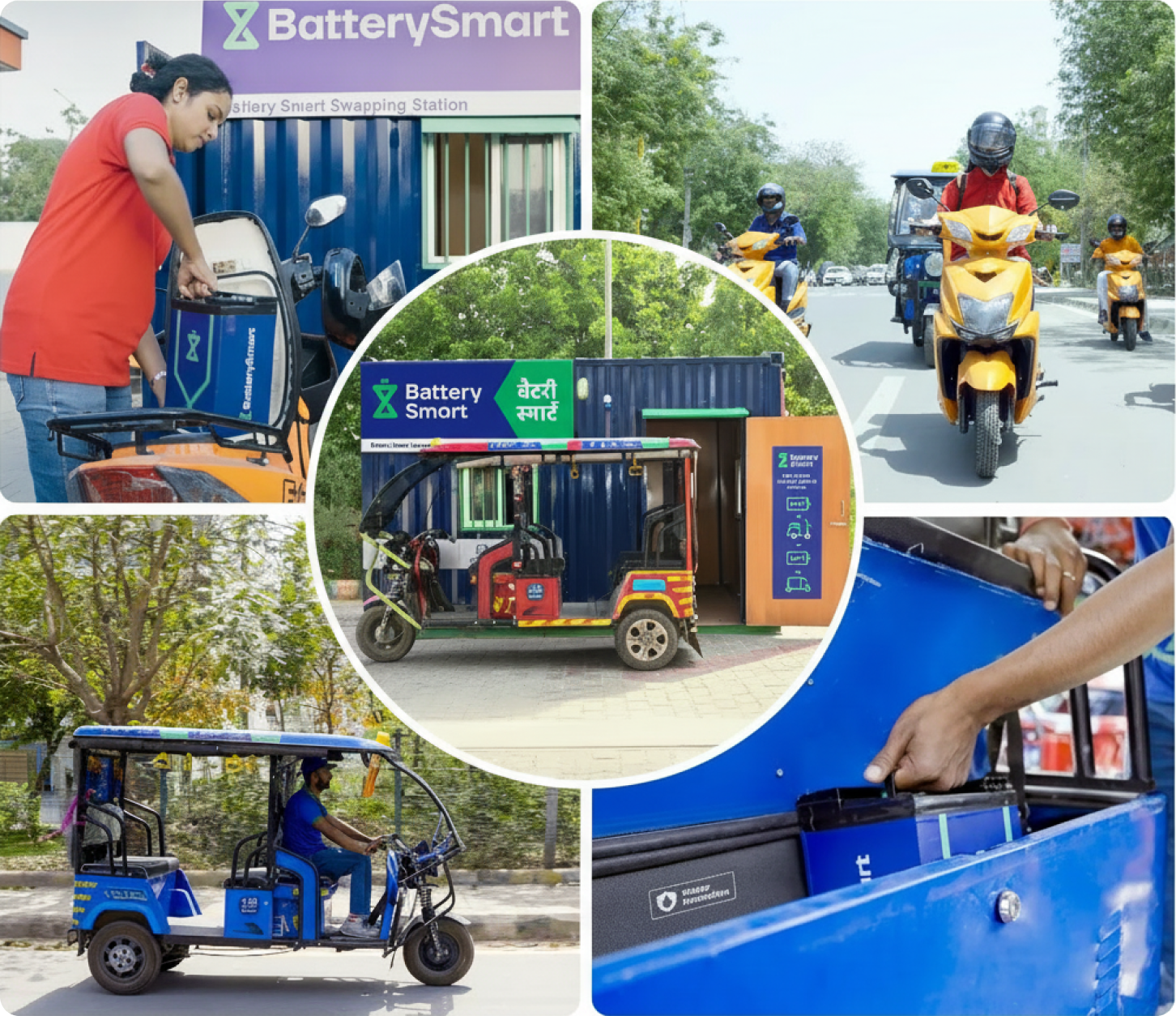 BatterySmart battery-swapping ecosystem collage